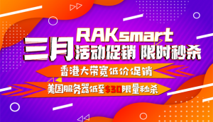 RAKsmart三月钜惠 美国服务器$30秒杀