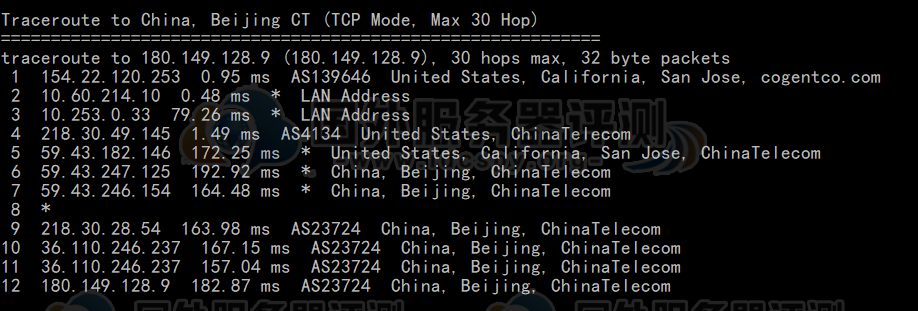 Megalayer美国服务器回程路由追踪