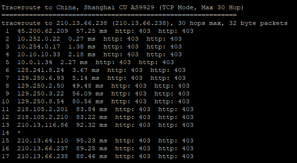 Megalayer香港站群服务器的联通回程路由跟踪测试