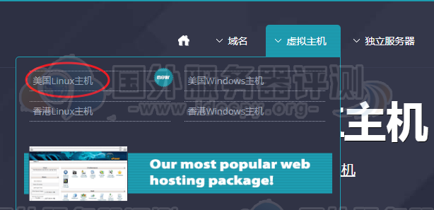 点中“美国linux主机”产品栏