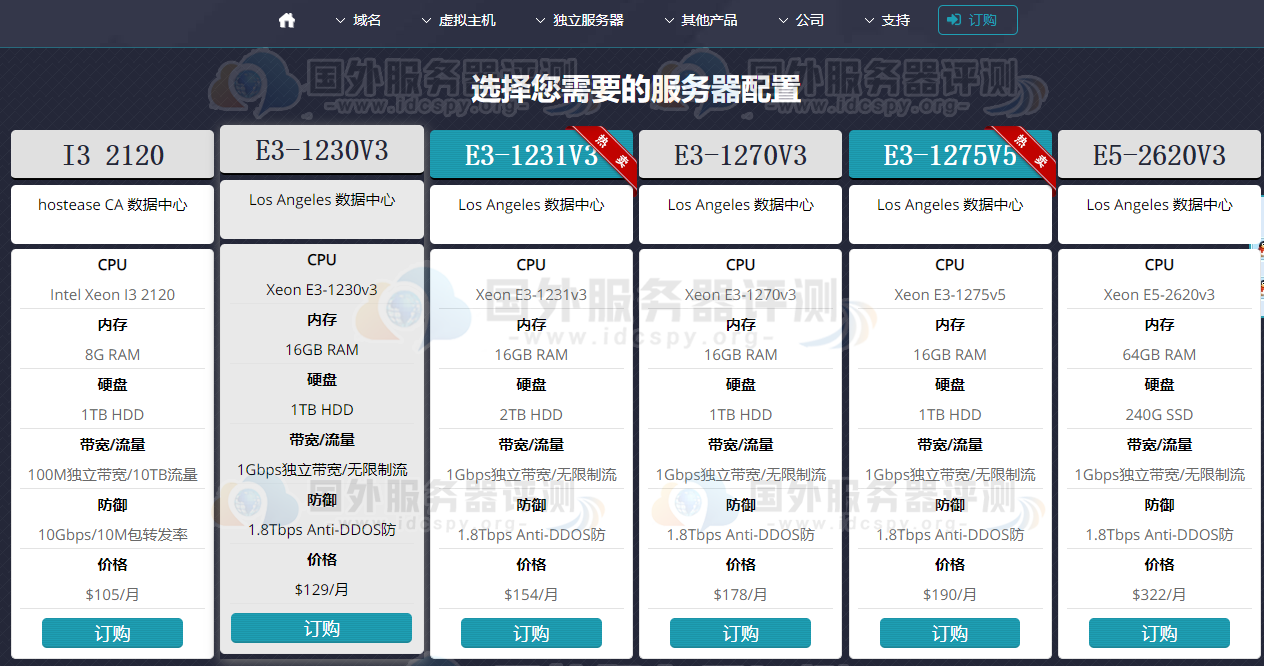 HostEase美国高防服务器首页介绍