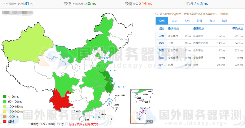 RAKsmart日本服务器大陆优化线路的Ping值测试