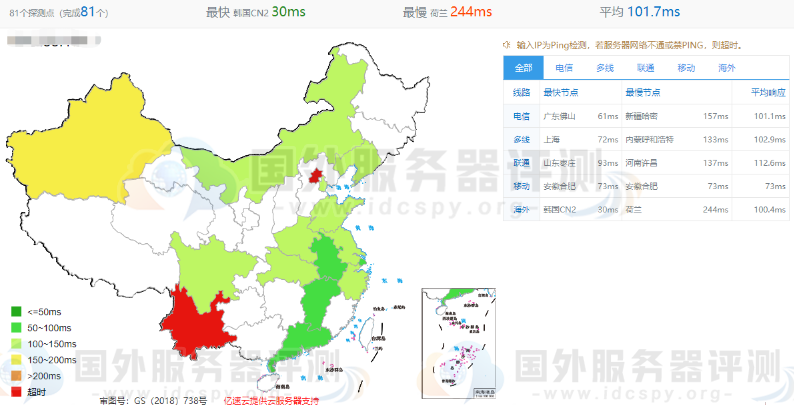 RAKsmart日本服务器精品网线路的Ping值测试