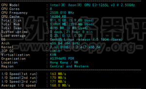 BlueHost香港服务器E3-1265v3系列性能速度综合测试