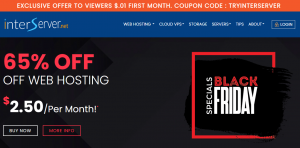 Interserver黑五虚拟主机限时享65%折扣 新用户首月试用仅需$0.01