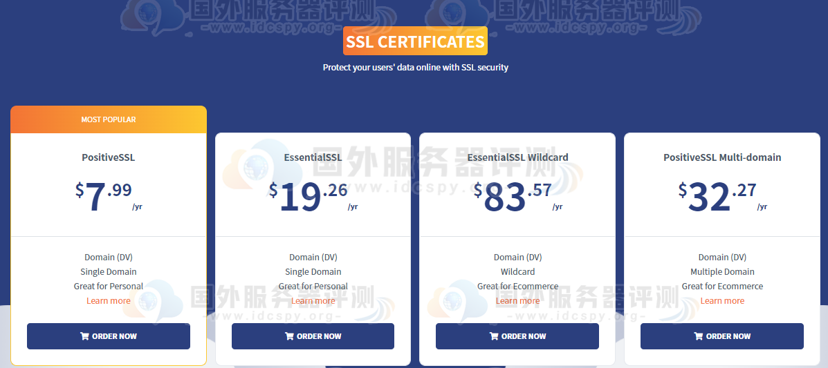 iON主机SSL证书最低仅需7.99美元/年