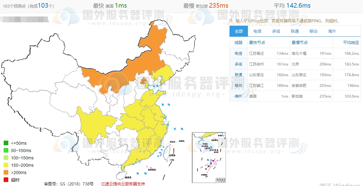 全国PING值延迟测试