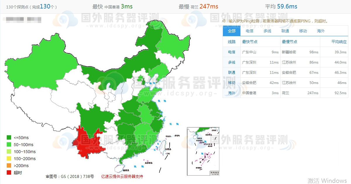 全国PING值延迟测试