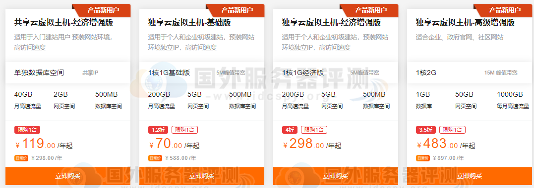 建站专用-云虚拟主机新用户特惠