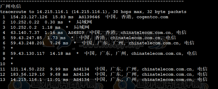 三网回程路由测试