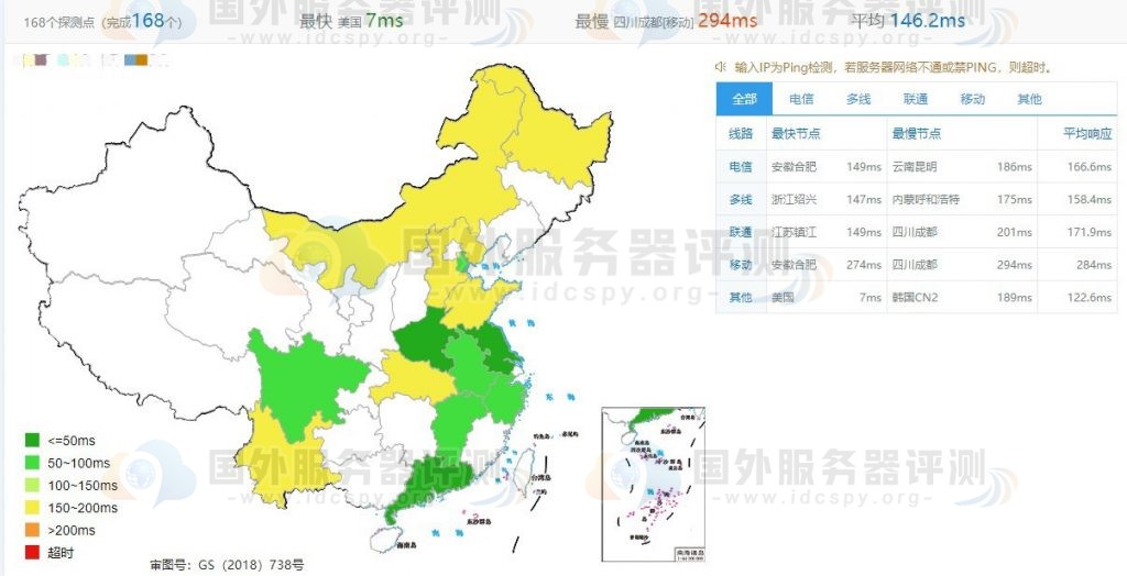 RAKsmart裸机云洛杉矶CN2线路全网Ping