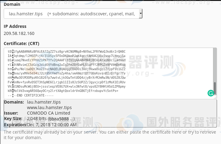 Hostens将SSL证书安装到共享主机(cPanel)的图文教程