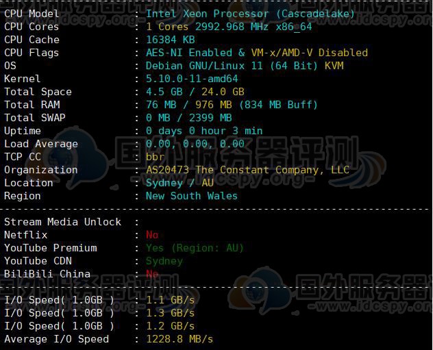 国外VPS评测：Vultr VPS澳大利亚墨尔本机房速度性能