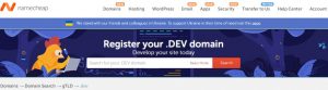 Namecheap域名特惠 . DEV域名低至￥91.03/年