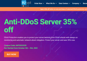 Krypt十月优惠来袭 美国高防服务器限时低至$113.75/月起