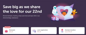 Namecheap22周年庆典 .com域名可享44%的折扣