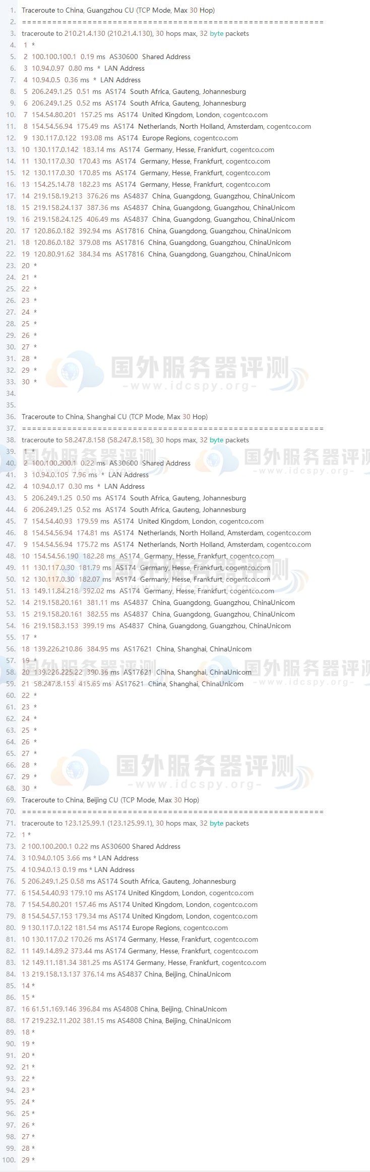 Vultr南非约翰内斯堡VPS速度性能综合评测