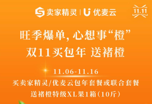 卖家精灵双11活动 单人版方案仅需1928元/年 送褚橙特级 XL果1箱