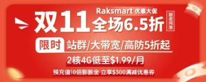 RAKsmart双十一大促 国外站群/大带宽/高防活动服务器5折起  全场6.5折新老同享