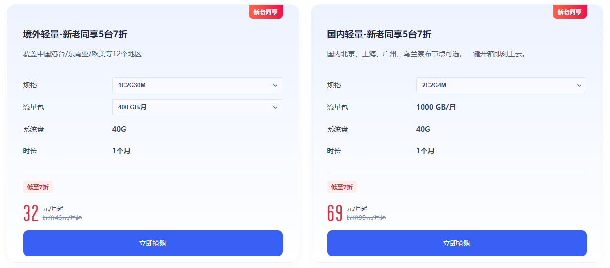 UCloud轻量云主机多台批量专区